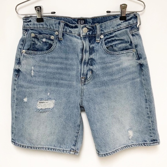 Gap Distressed 7 Inch High Rise Jean Shorts Sz 26 - Picture 2 of 13